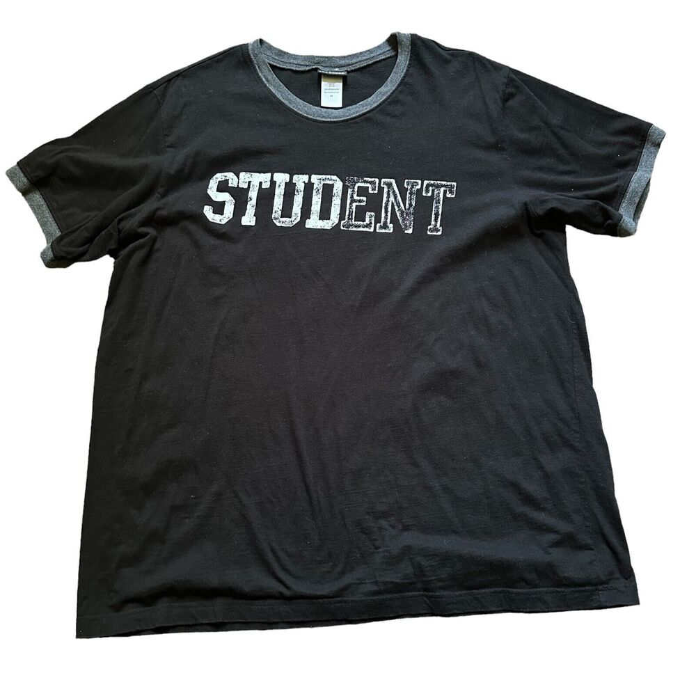 Vintage Joe Boxer Student Logo T Shirt Black Men's Size Large College Training